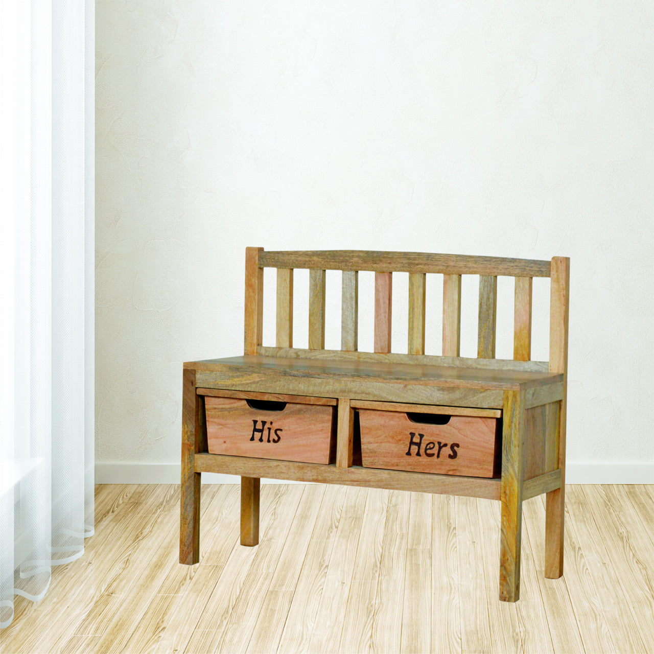 'His &amp; Hers' Carved Storage Bench wholesalers