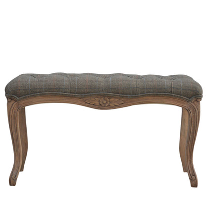 Multi Tweed Carved Bedroom Bench for resale