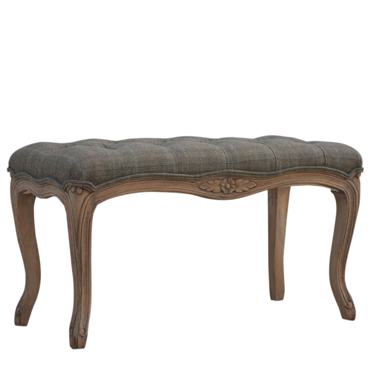 Multi Tweed Carved Bedroom Bench wholesalers