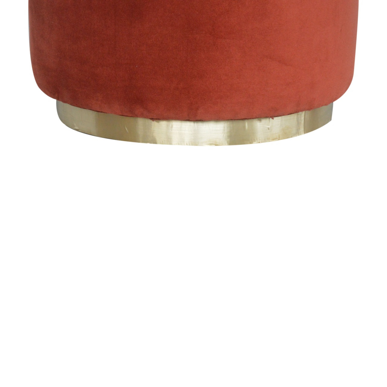 IN1428 - Brick Red Velvet Footstool with Gold Base f