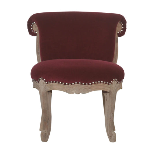 Wine Red Velvet Studded Chair-0