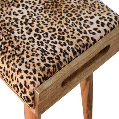 wholesale Leopard Velvet Tray Style Footstool for resale