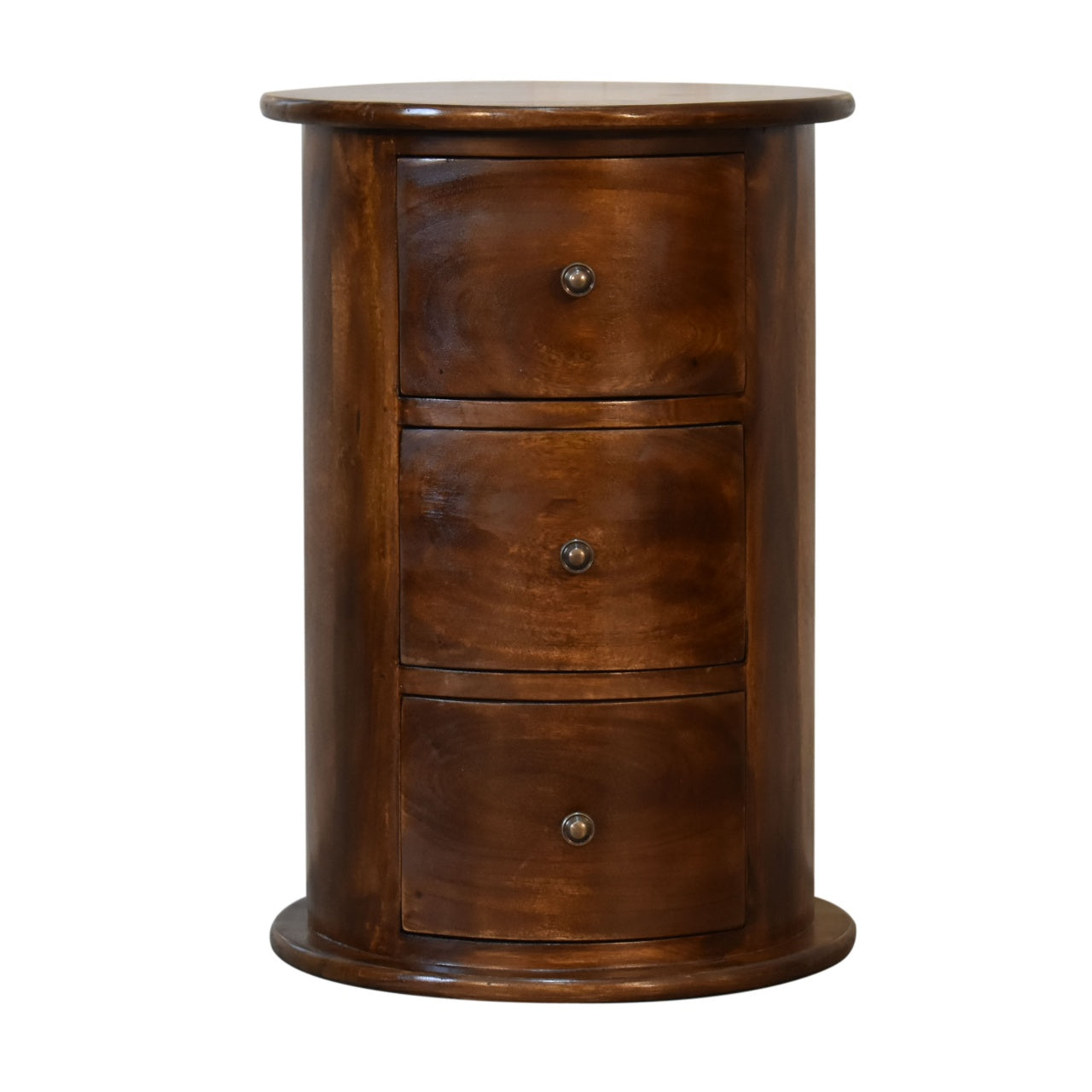 3 Drawer Chestnut Drum, Bedside Table D40 cm, H58 cm, W40 cm