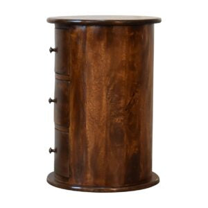 3 Drawer Chestnut Drum, Bedside Table D40 cm, H58 cm, W40 cm