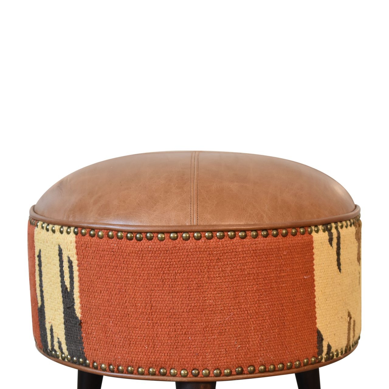 wholesale Durrie & Leather Mixed Footstool for resale