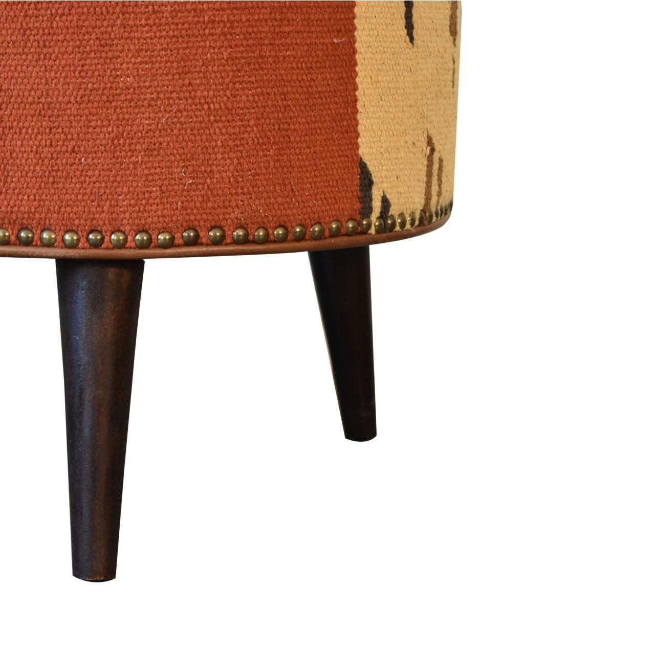 Durrie & Leather Mixed Footstool for wholesale