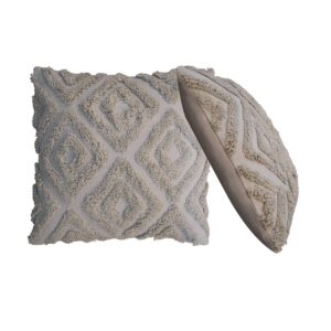 Textured pillow with geometric pattern on a white background