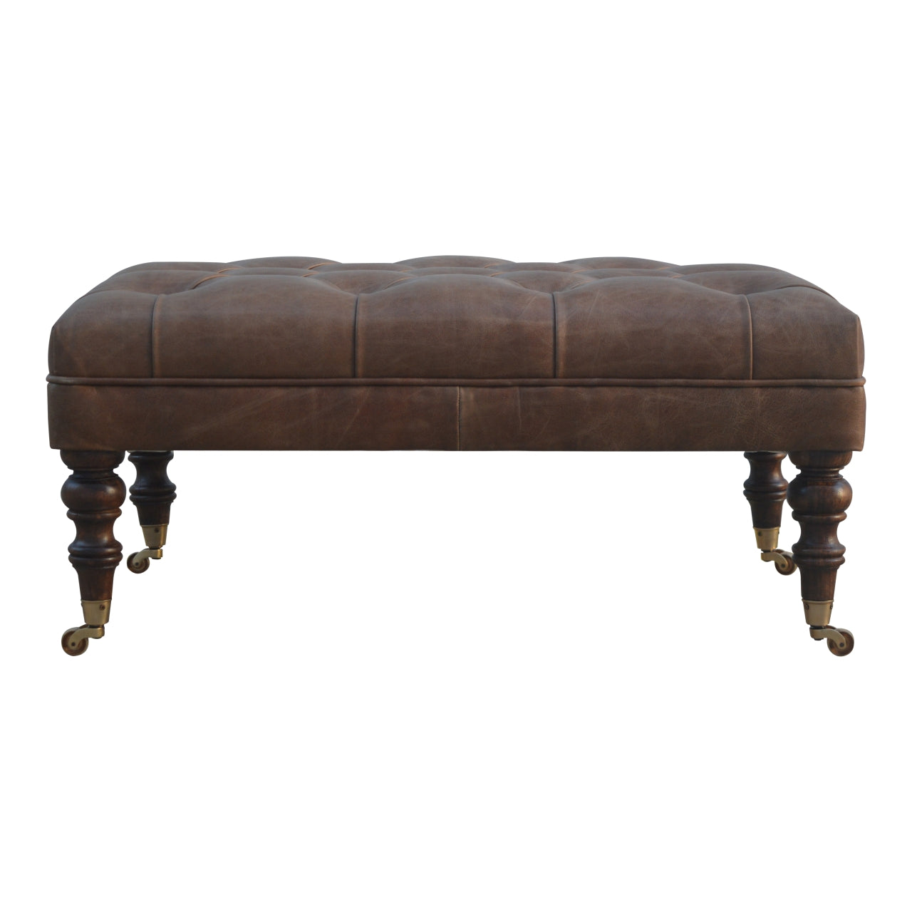 Buffalo Leather Ottoman with Castor Legs wholesalers