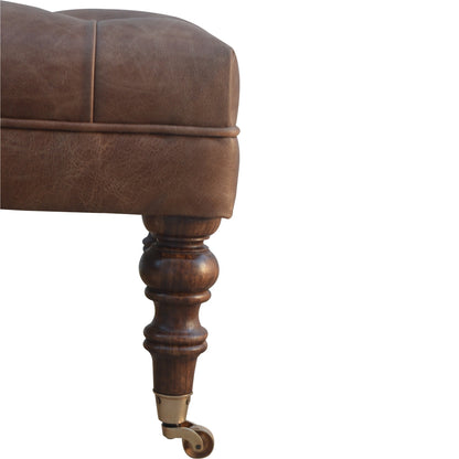 Buffalo Leather Ottoman with Castor Legs for reselling