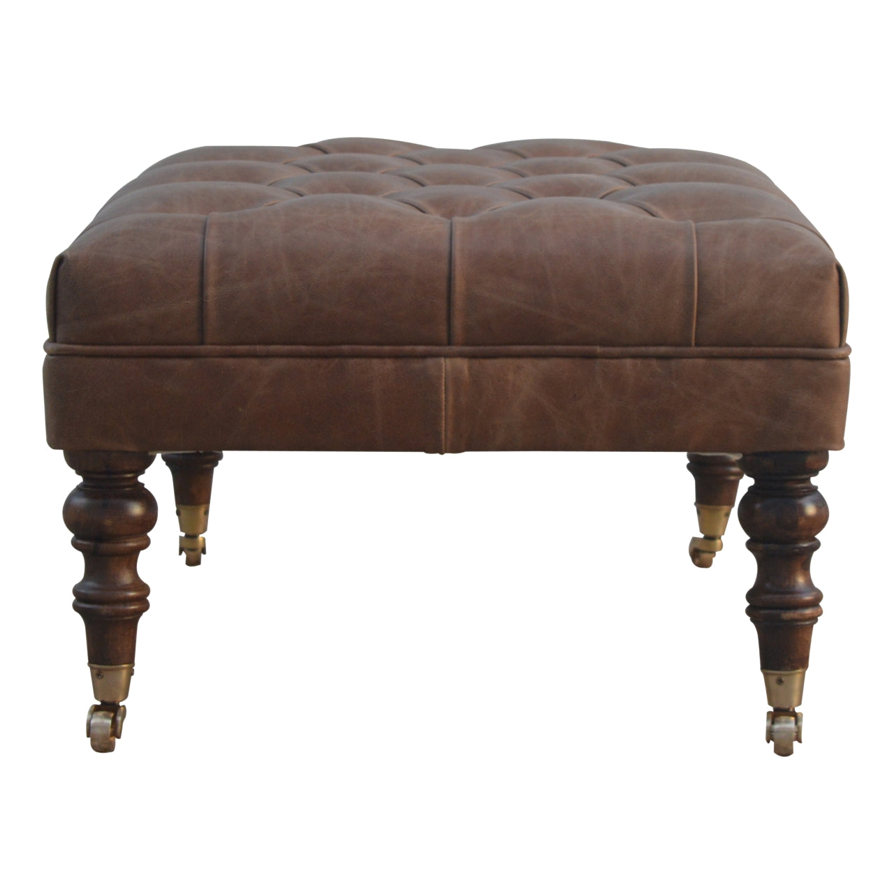 bulk Buffalo Leather Ottoman with Castor Legs for resale