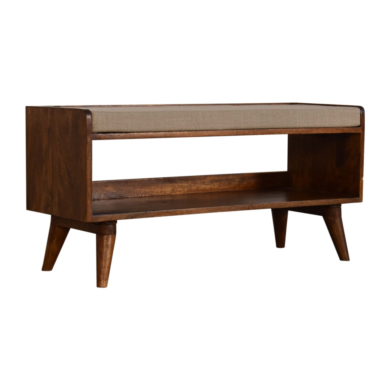 wholesale Nordic Chestnut Finish Storage Bench with Seat Pad for resale