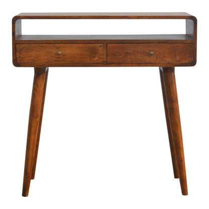 Curved Chestnut Console Table 