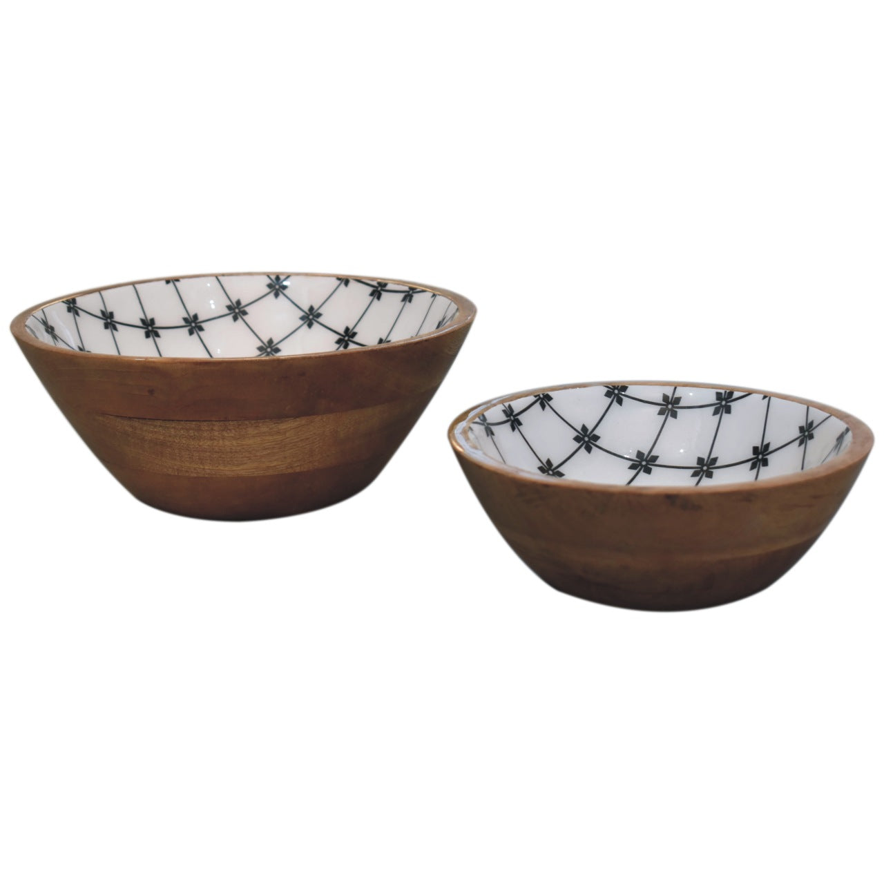 2x Lacquered Flower Bowl Set, D25cm x H10cm x W25cm