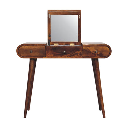 Chestnut Dressing Table with Foldable Mirror dropshipping