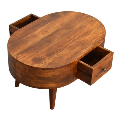 Mini Chestnut Rounded Coffee Table for reselling