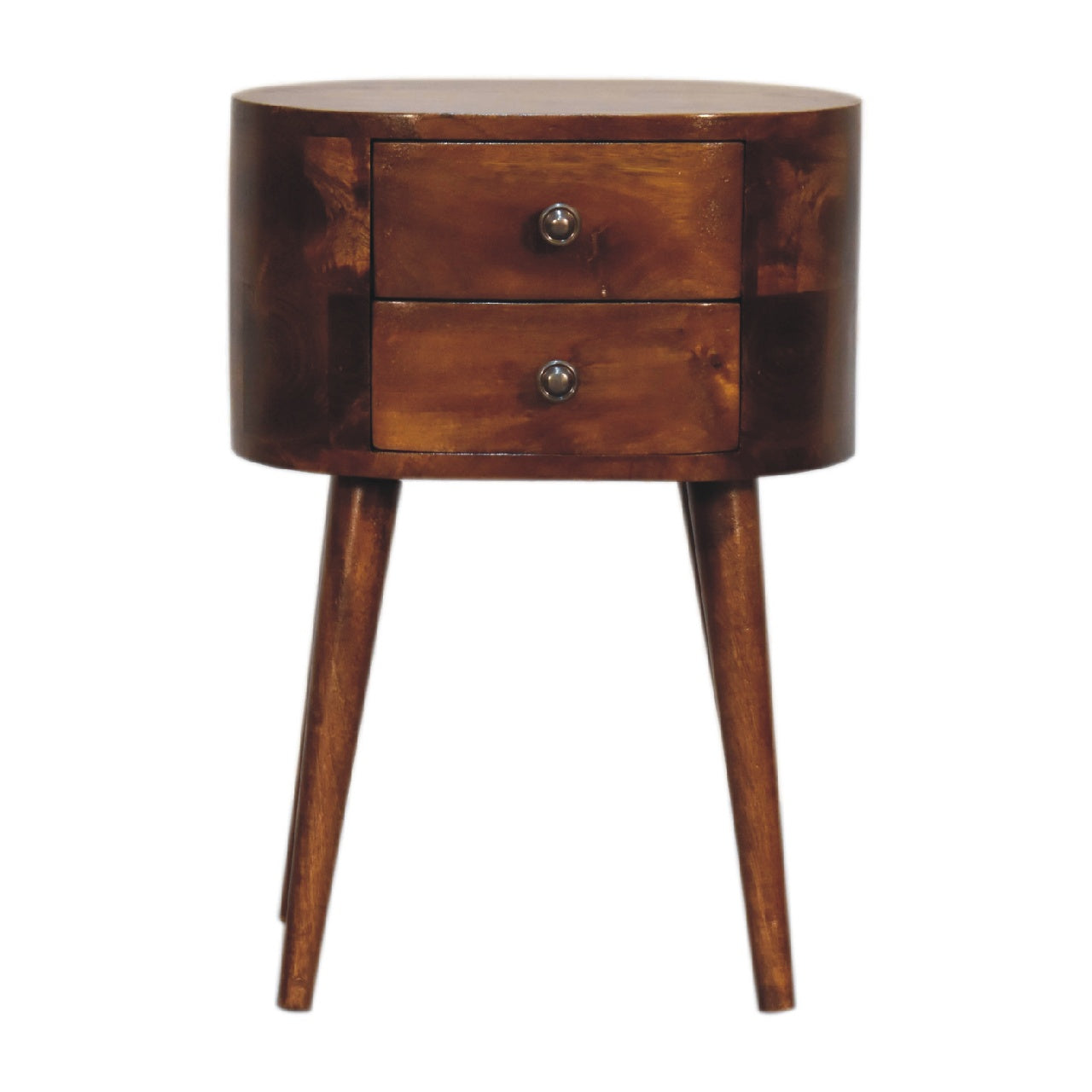 Mini Chestnut Rounded Bedside Table for resale