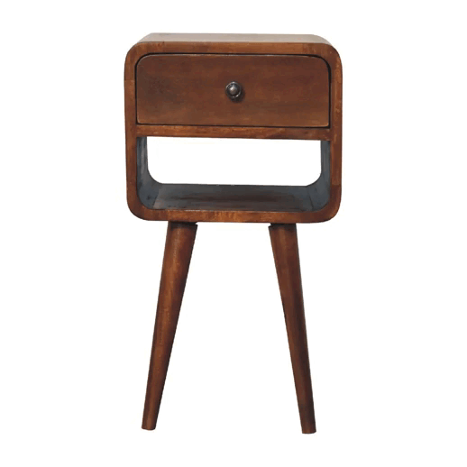 bulk Mini Chestnut Curved Bedside w