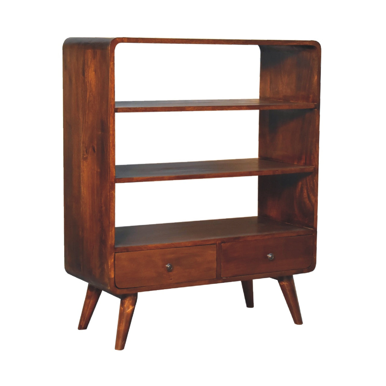 Curved Chestnut Low Bookcase-2