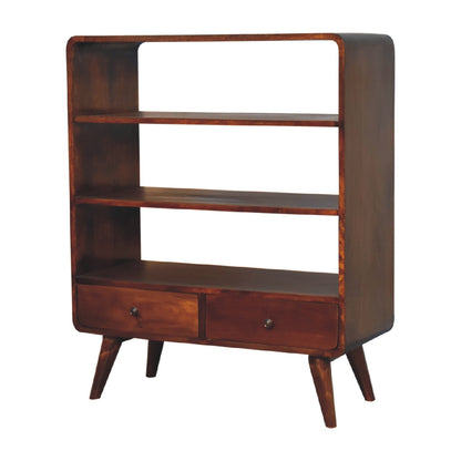 Curved Chestnut Low Bookcase-3