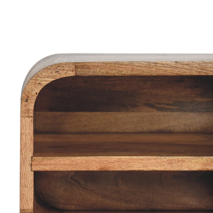 IN3429 - Open Curved Oak-ish 2 Drawer Wall Mounted Bedside dropshipping