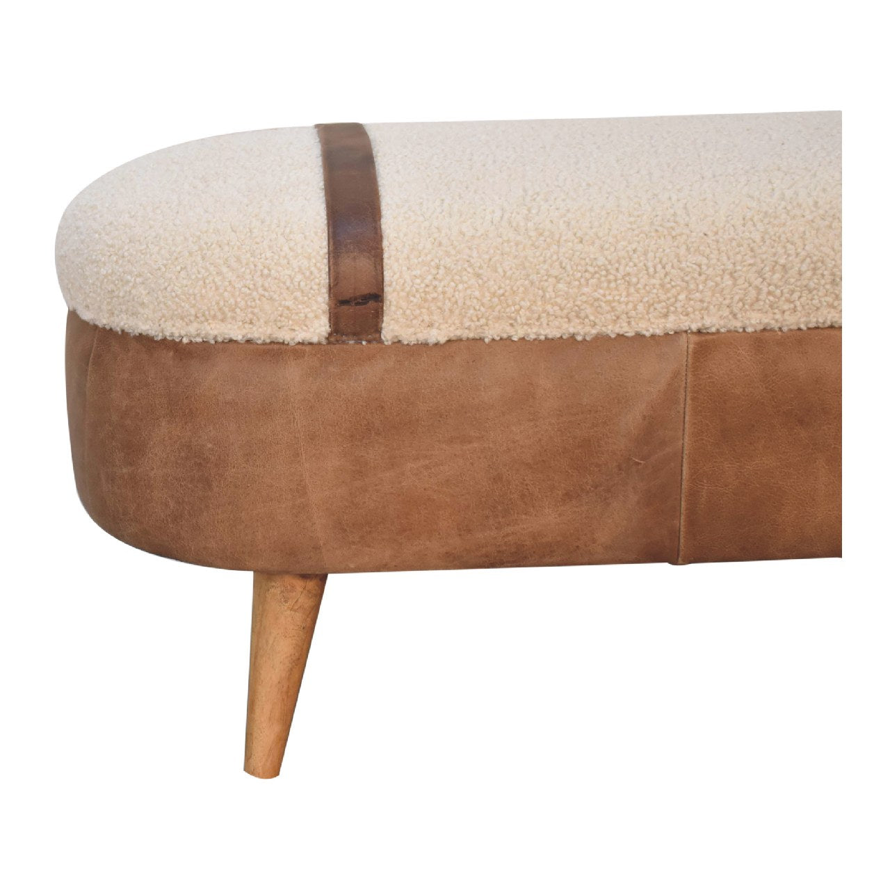 Tan Bufallo Leather Boucle Nordic Bench dropshipping