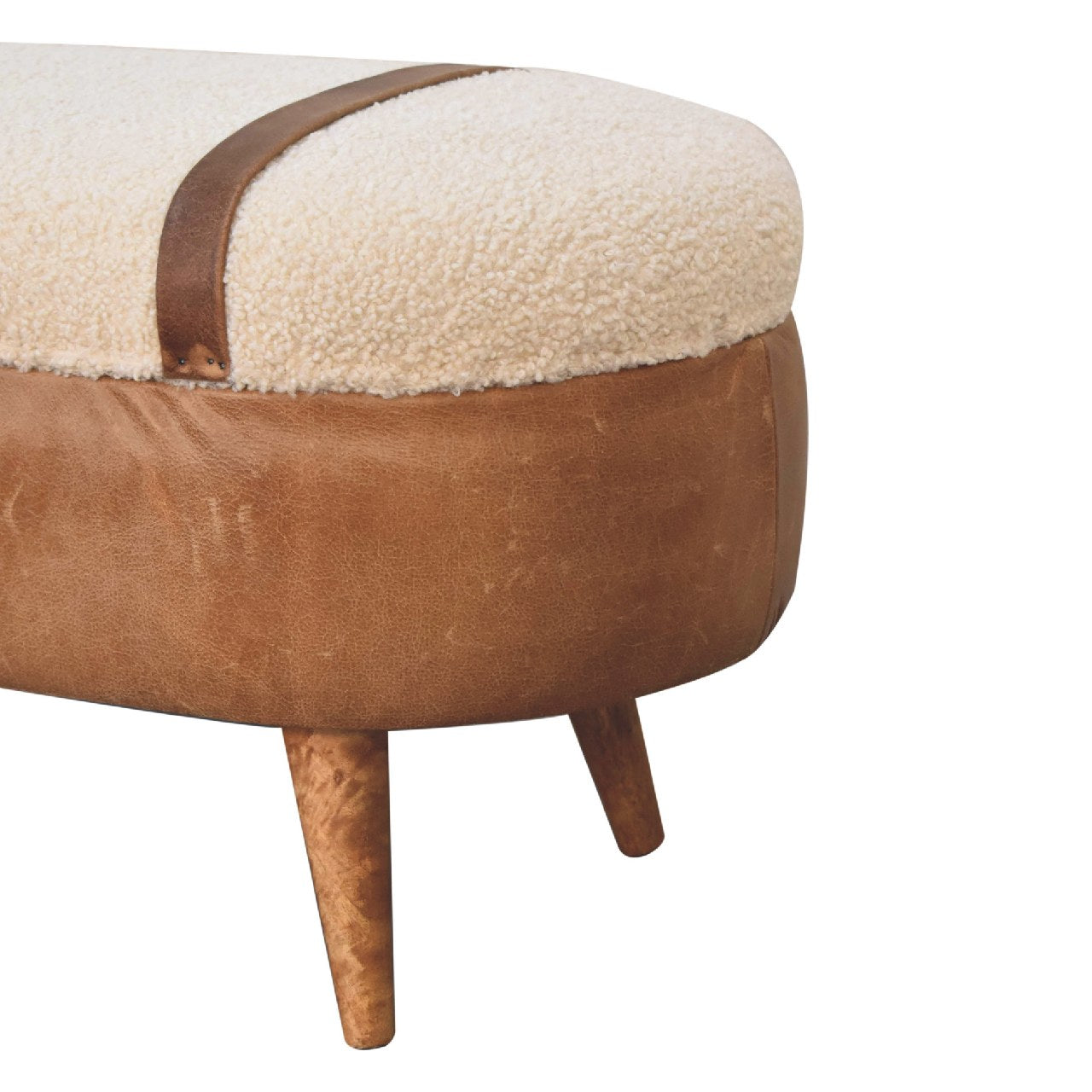 wholesale Tan Bufallo Leather Boucle Nordic Bench for resale