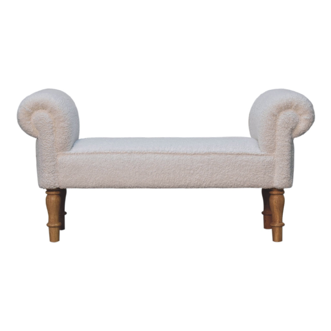 White Boucle Bedroom Bench-0