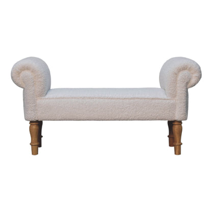 White Boucle Bedroom Bench-0