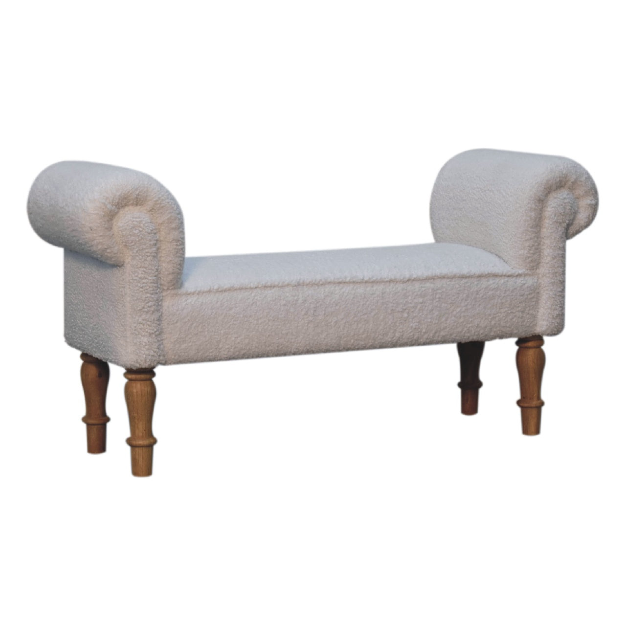 White Boucle Bedroom Bench-1