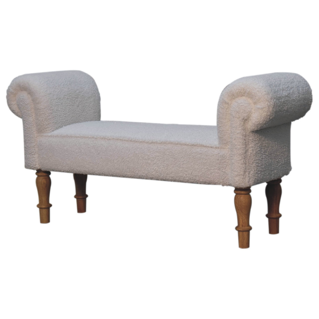 White Boucle Bedroom Bench-2