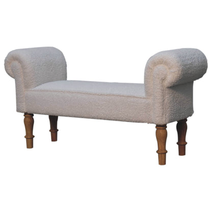 White Boucle Bedroom Bench-2