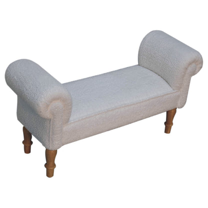 White Boucle Bedroom Bench-4