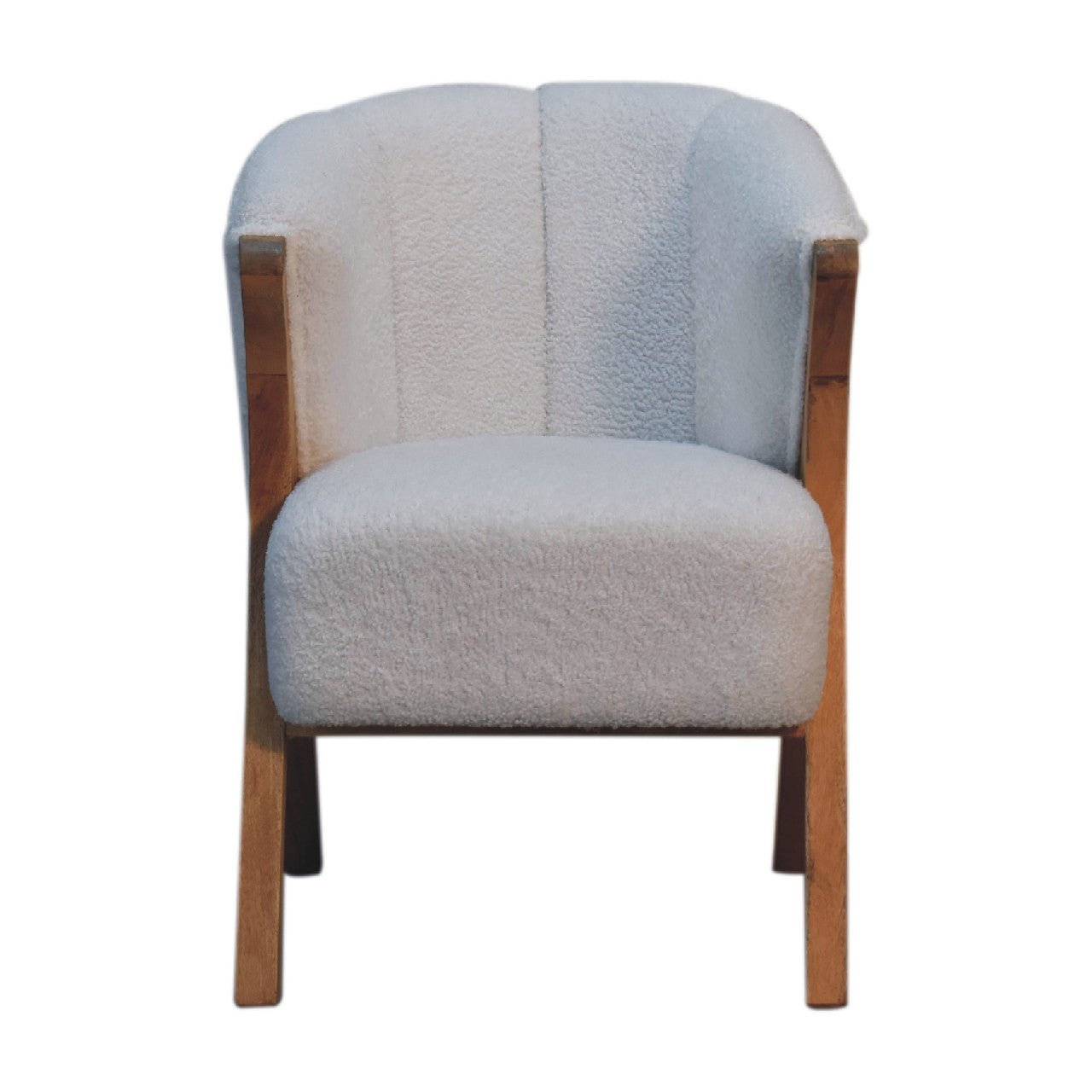 White Boucle Minimalistic Chair-1