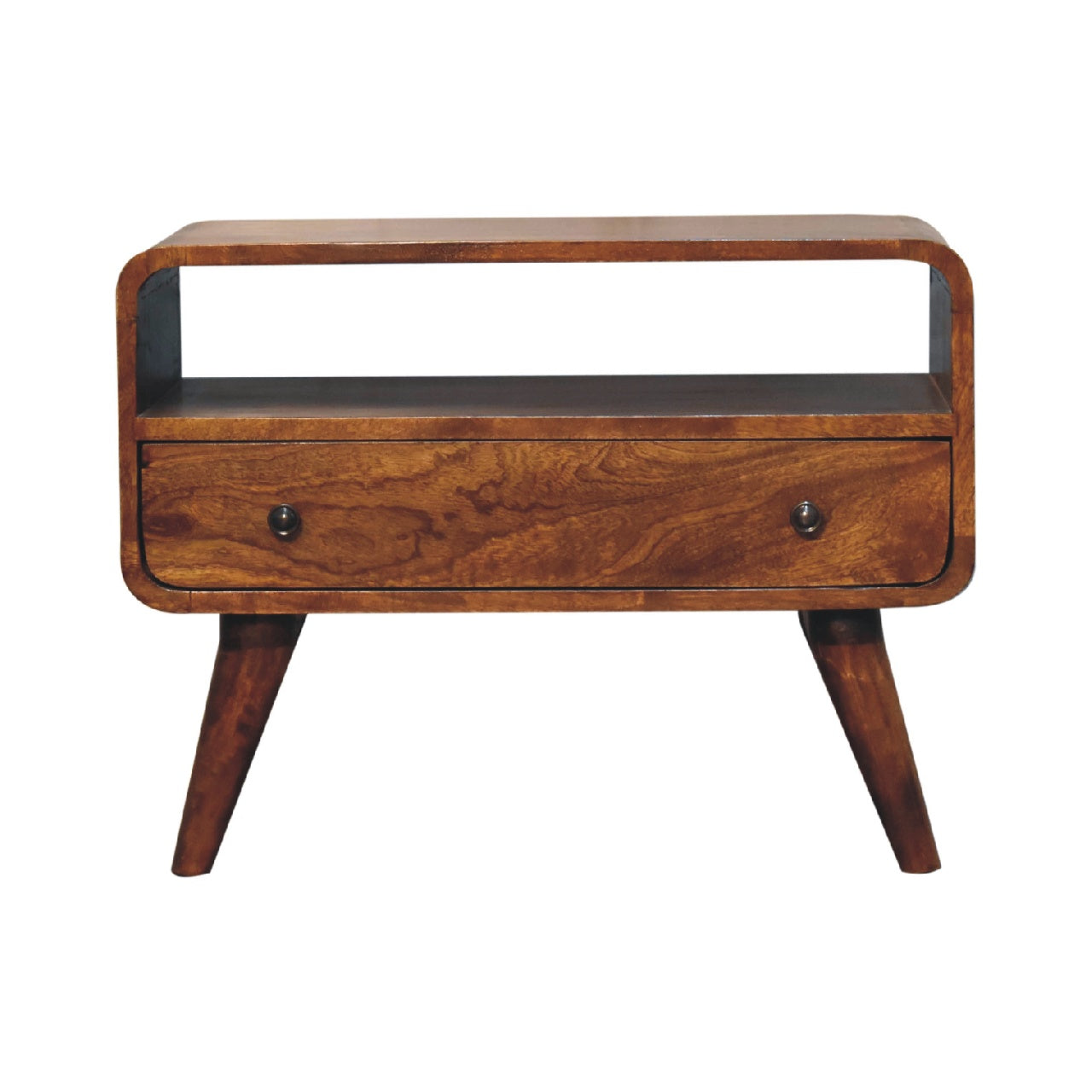 Mini Chestnut Curved Media Unit-0