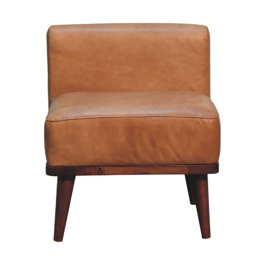 in3559 tan buffalo leather footstool with backrest