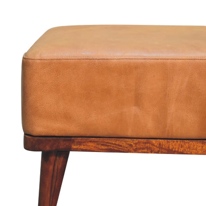 Tan Buffalo Leather Tan Footstool-3