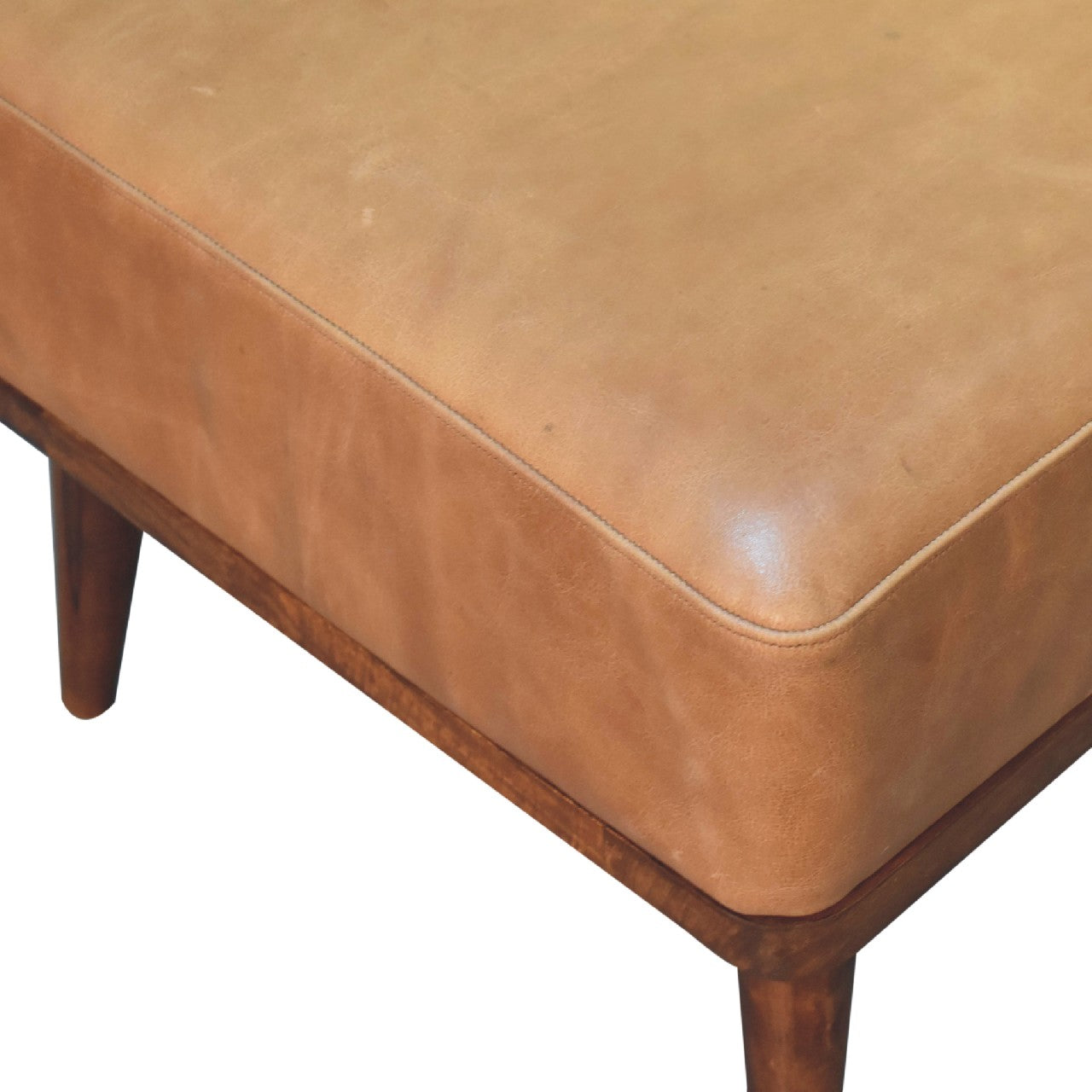 Tan Buffalo Leather Tan Footstool-4