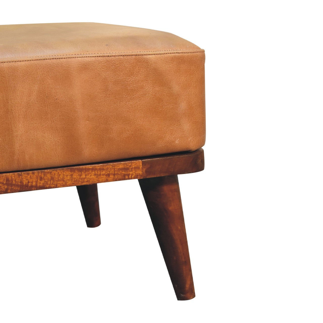 Tan Buffalo Leather Tan Footstool-5