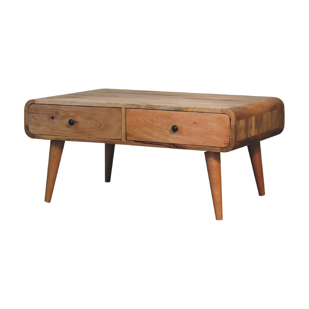 in3570 2 drawer curved oak ish coffee table