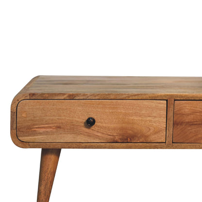 in3570 2 drawer curved oak ish coffee table