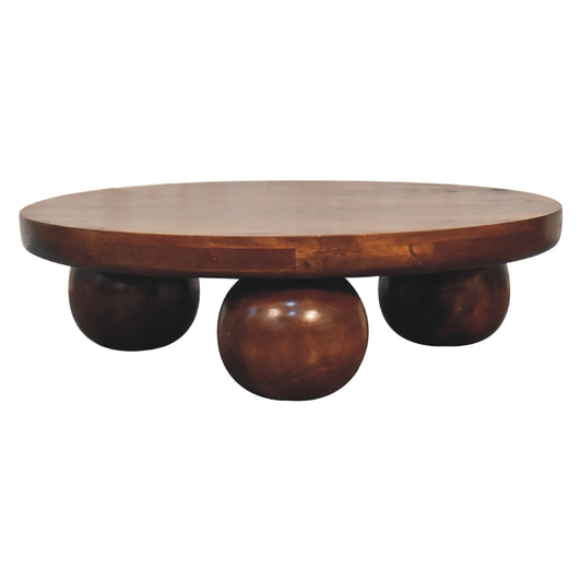 in3573 chestnut central table with ball feet