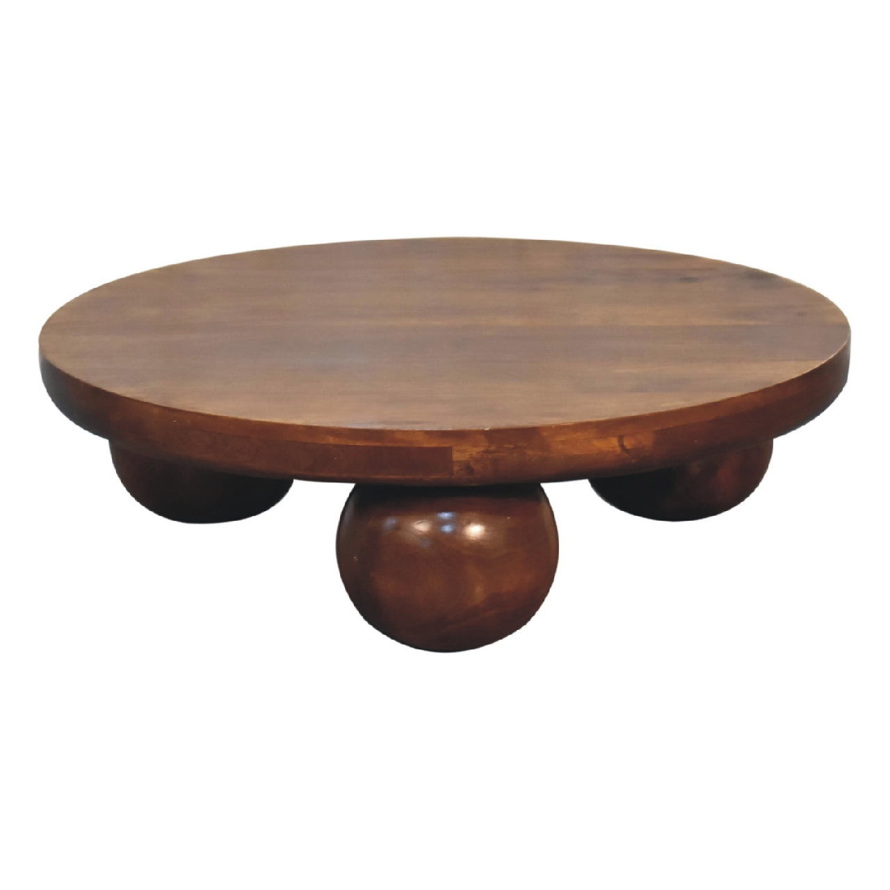 in3573 chestnut central table with ball feet