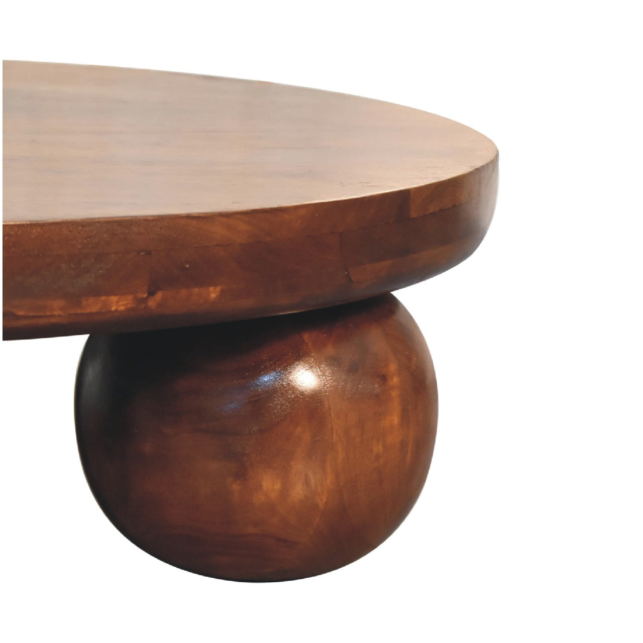 in3573 chestnut central table with ball feet