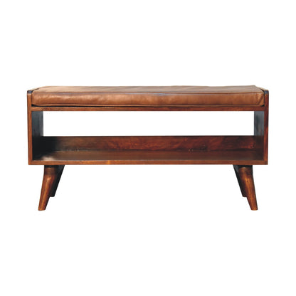 Chestnut Bench with Brown Leather Seatpad-1