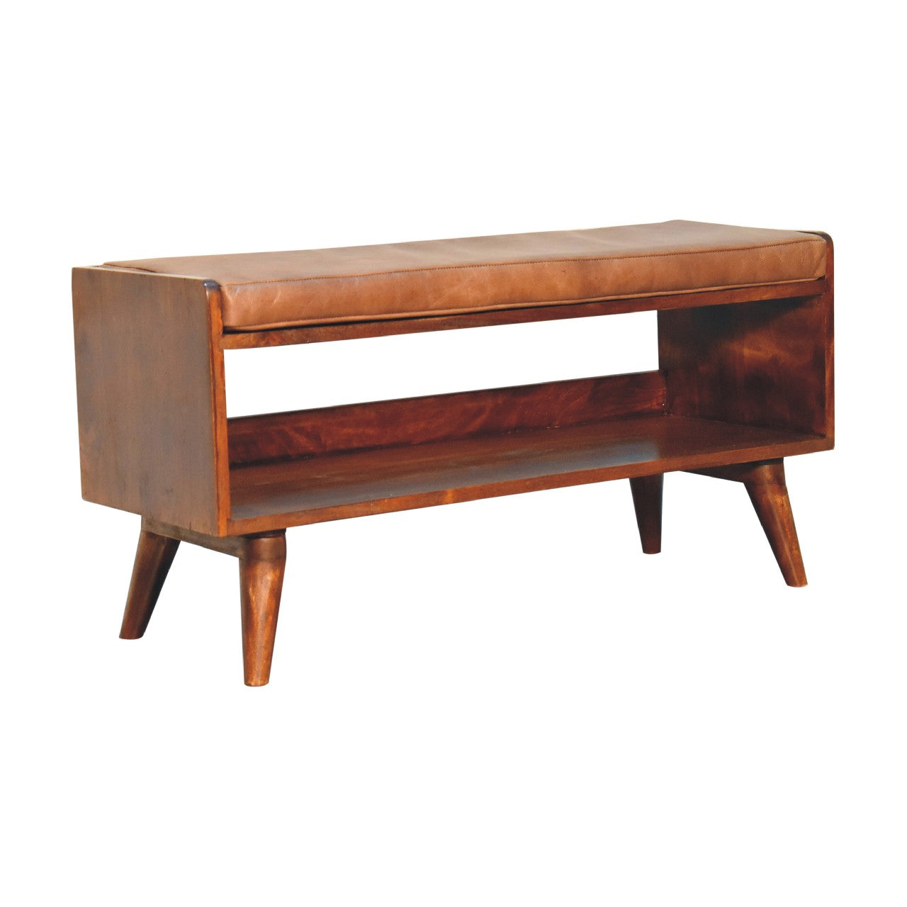 Chestnut Bench with Brown Leather Seatpad-2