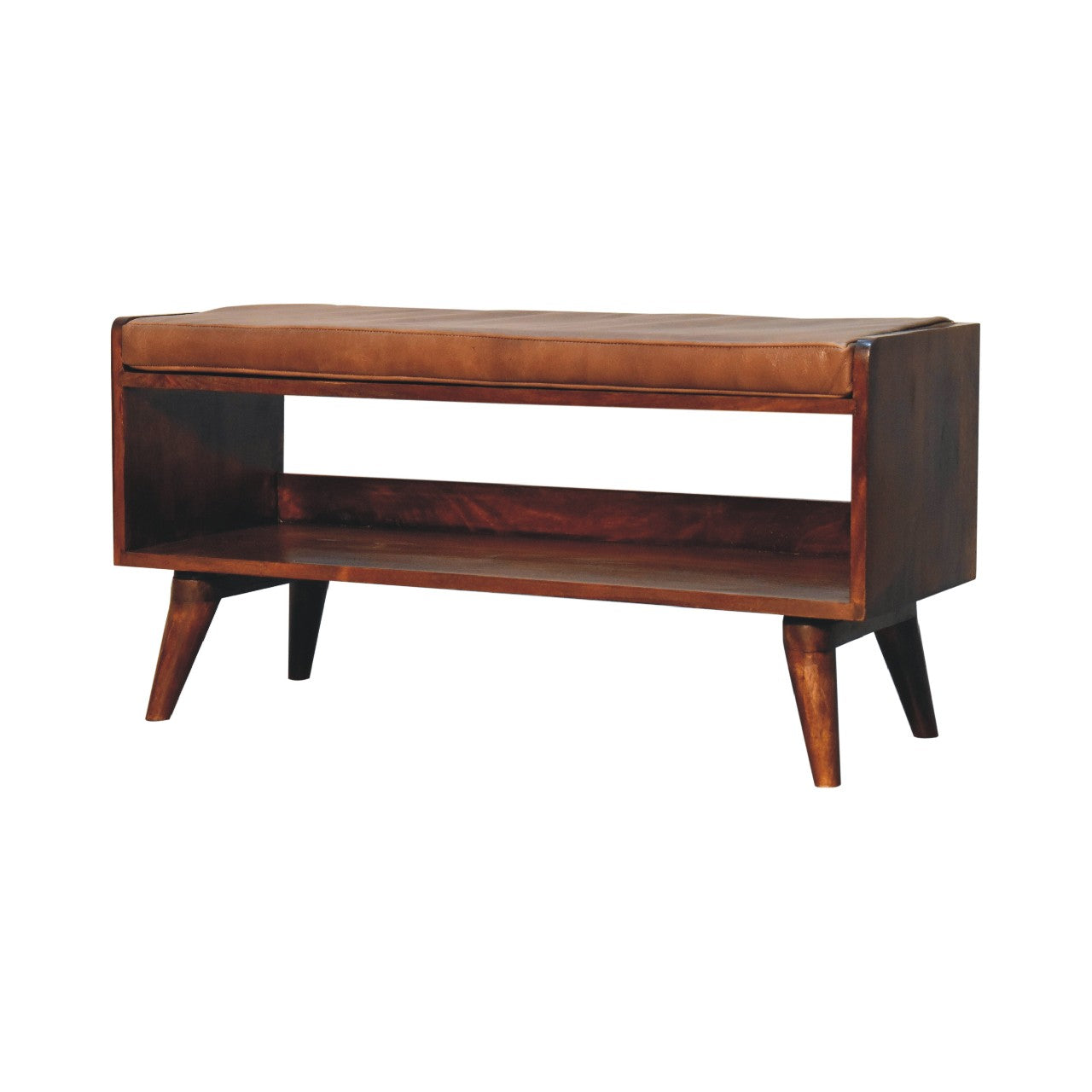 Chestnut Bench with Brown Leather Seatpad-3