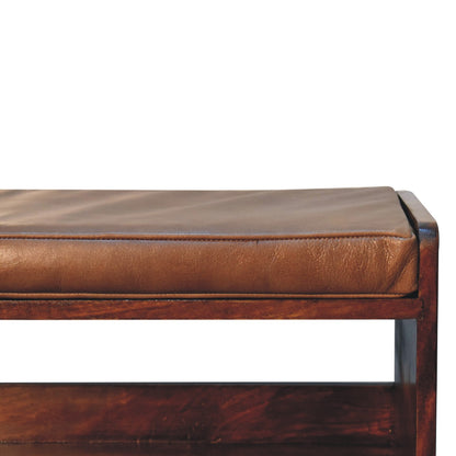 Chestnut Bench with Brown Leather Seatpad-4