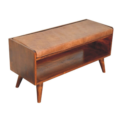 Chestnut Bench with Brown Leather Seatpad-6