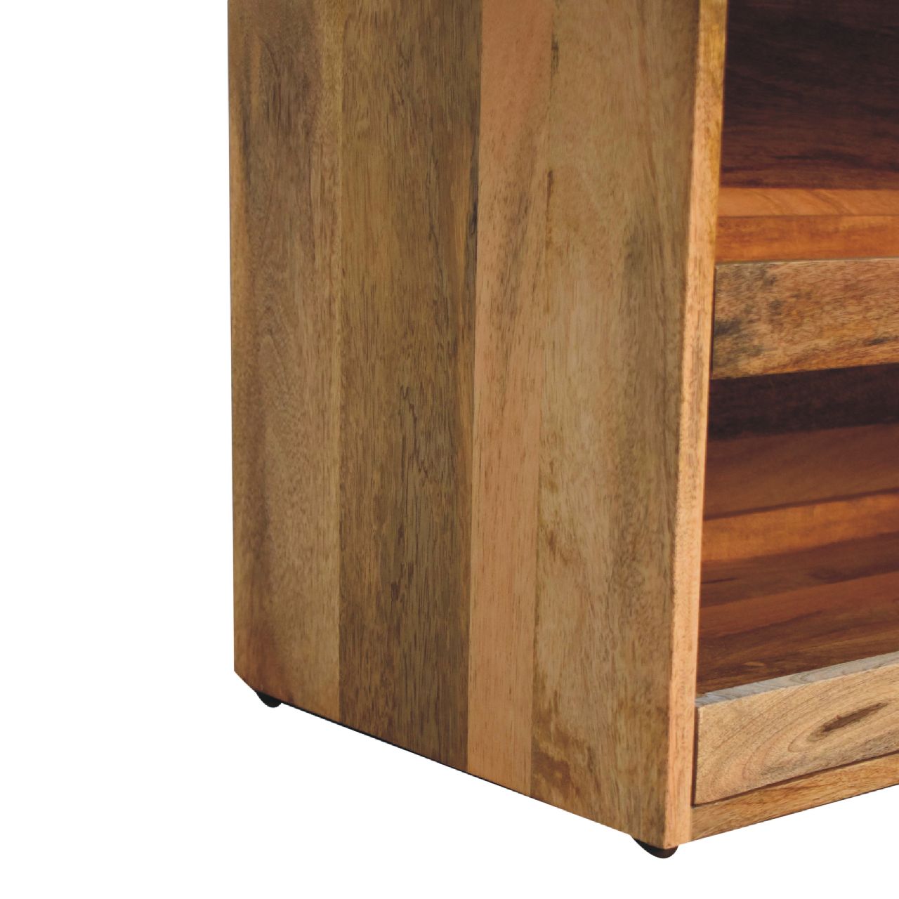 Buffalo Hide Pull out Oak-ish Shoe Storage Bench-7