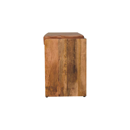 Buffalo Hide Pull out Oak-ish Shoe Storage Bench-8